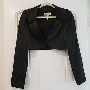 NWOT BCBG Women Black Biker Style Half Crop Medium